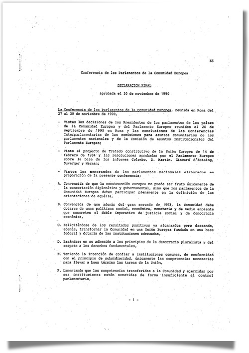 1990 President Barón Crespo parliament conference