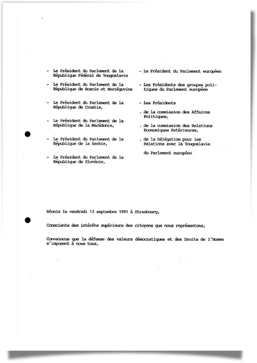 1991, Joint Declaration Yugoslavia
