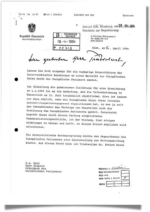 1994 Remerciements Klepsch Autriche