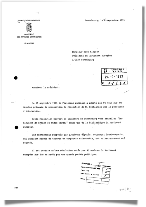 1993 Plainte transfert Bruxelles