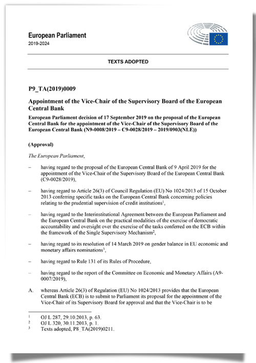 European Parliament decision on the appointment of the Vice-Chair of the Supervisory Board of the European Central Bank.