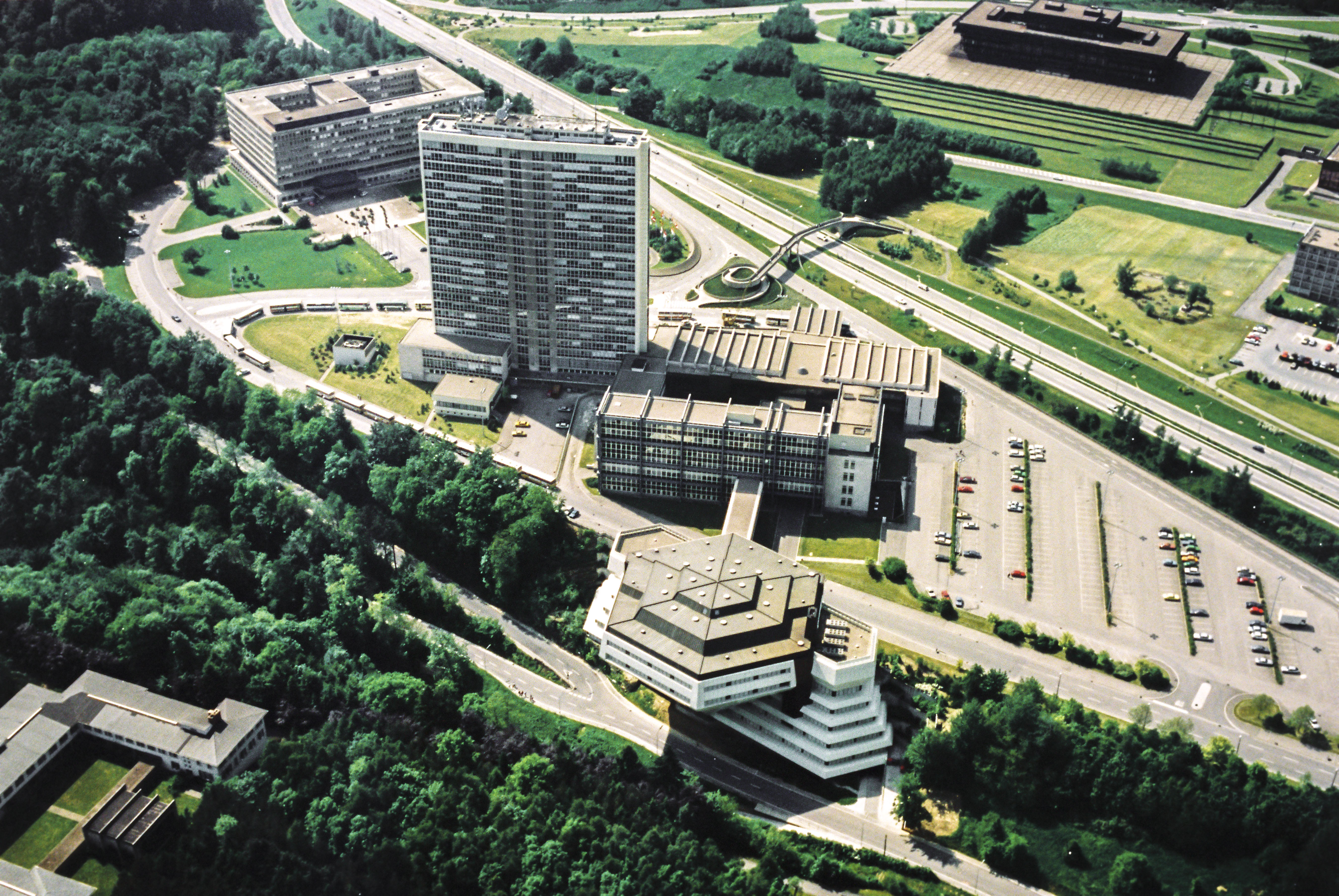 Aerial view of the European Parliament in Luxembourg